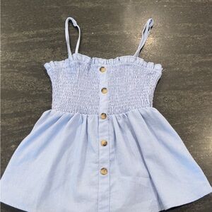 Light Blue Button-Down Smocked Top